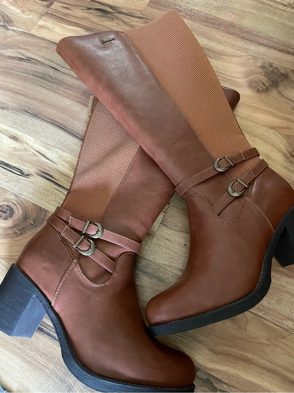 Vegan Brown Knee-High Block Heel Boots